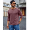 image:imageCOOFANDY Mens Henley Shirt Long Sleeve Casual Stretch Solid TShirts Fashion Pullover Lightweight Fall TopsDark Red