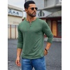image:imageCOOFANDY Mens Henley Shirt Long Sleeve Casual Stretch Solid TShirts Fashion Pullover Lightweight Fall TopsGreen