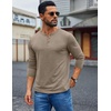 image:imageCOOFANDY Mens Henley Shirt Long Sleeve Casual Stretch Solid TShirts Fashion Pullover Lightweight Fall TopsKhaki