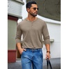 image:imageCOOFANDY Mens Henley Shirt Long Sleeve Casual Stretch Solid TShirts Fashion Pullover Lightweight Fall TopsKhaki
