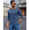 image:imageCOOFANDY Mens Henley Shirt Long Sleeve Casual Stretch Solid TShirts Fashion Pullover Lightweight Fall TopsNavy