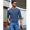 image:imageCOOFANDY Mens Henley Shirt Long Sleeve Casual Stretch Solid TShirts Fashion Pullover Lightweight Fall TopsNavy