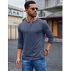 image:imageCOOFANDY Mens Henley Shirt Long Sleeve Casual Stretch Solid TShirts Fashion Pullover Lightweight Fall TopsNavy Blue