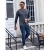 image:imageCOOFANDY Mens Henley Shirt Long Sleeve Casual Stretch Solid TShirts Fashion Pullover Lightweight Fall TopsNavy Blue