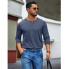 image:imageCOOFANDY Mens Henley Shirt Long Sleeve Casual Stretch Solid TShirts Fashion Pullover Lightweight Fall TopsNavy Blue