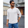 image:imageCOOFANDY Mens Henley Shirt Long Sleeve Casual Stretch Solid TShirts Fashion Pullover Lightweight Fall TopsWhite