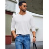image:imageCOOFANDY Mens Henley Shirt Long Sleeve Casual Stretch Solid TShirts Fashion Pullover Lightweight Fall TopsWhite
