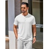 image:imageCOOFANDY Mens Henley Shirts Cotton Short Sleeve Casual TShirt for Men Button Henley Basic Tee Lightweight Summer TopAll White