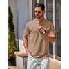 image:imageCOOFANDY Mens Henley Shirts Cotton Short Sleeve Casual TShirt for Men Button Henley Basic Tee Lightweight Summer TopKhaki