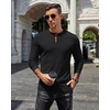 image:imageCOOFANDY Mens Henley TShirts Long Sleeve Pullover Shirt Casual Heavyweight Button Shirts Basic TeesBlack  Khaki