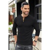 image:imageCOOFANDY Mens Henley TShirts Long Sleeve Pullover Shirt Casual Heavyweight Button Shirts Basic TeesBlack  Khaki