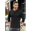 image:imageCOOFANDY Mens Henley TShirts Long Sleeve Pullover Shirt Casual Heavyweight Button Shirts Basic TeesBlack