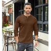 image:imageCOOFANDY Mens Henley TShirts Long Sleeve Pullover Shirt Casual Heavyweight Button Shirts Basic TeesBrown