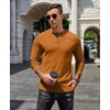 image:imageCOOFANDY Mens Henley TShirts Long Sleeve Pullover Shirt Casual Heavyweight Button Shirts Basic TeesCaramel Brown