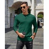 image:imageCOOFANDY Mens Henley TShirts Long Sleeve Pullover Shirt Casual Heavyweight Button Shirts Basic TeesDark Green