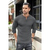 image:imageCOOFANDY Mens Henley TShirts Long Sleeve Pullover Shirt Casual Heavyweight Button Shirts Basic TeesDark Grey
