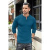 image:imageCOOFANDY Mens Henley TShirts Long Sleeve Pullover Shirt Casual Heavyweight Button Shirts Basic TeesDenim Blue