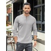 image:imageCOOFANDY Mens Henley TShirts Long Sleeve Pullover Shirt Casual Heavyweight Button Shirts Basic TeesGrey