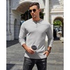 image:imageCOOFANDY Mens Henley TShirts Long Sleeve Pullover Shirt Casual Heavyweight Button Shirts Basic TeesGrey