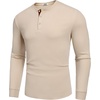 image:imageCOOFANDY Mens Henley TShirts Long Sleeve Pullover Shirt Casual Heavyweight Button Shirts Basic TeesKhaki  Brown