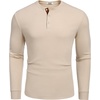 image:imageCOOFANDY Mens Henley TShirts Long Sleeve Pullover Shirt Casual Heavyweight Button Shirts Basic TeesKhaki  Brown
