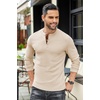 image:imageCOOFANDY Mens Henley TShirts Long Sleeve Pullover Shirt Casual Heavyweight Button Shirts Basic TeesKhaki  Brown