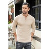 image:imageCOOFANDY Mens Henley TShirts Long Sleeve Pullover Shirt Casual Heavyweight Button Shirts Basic TeesKhaki