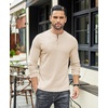 image:imageCOOFANDY Mens Henley TShirts Long Sleeve Pullover Shirt Casual Heavyweight Button Shirts Basic TeesKhaki
