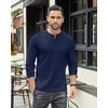 image:imageCOOFANDY Mens Henley TShirts Long Sleeve Pullover Shirt Casual Heavyweight Button Shirts Basic TeesNavy Blue