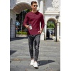 image:imageCOOFANDY Mens Henley TShirts Long Sleeve Pullover Shirt Casual Heavyweight Button Shirts Basic TeesWine Red