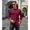 image:imageCOOFANDY Mens Henley TShirts Long Sleeve Pullover Shirt Casual Heavyweight Button Shirts Basic TeesWine Red