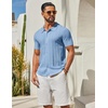image:imageCOOFANDY Mens Knit Button Down Shirts Short Sleeve Polo Shirt Casual Vacation Summer Beach ShirtsBlue