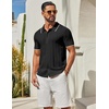 image:imageCOOFANDY Mens Knit Button Down Shirts Short Sleeve Polo Shirt Casual Vacation Summer Beach ShirtsClassic Blackwhite