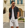 image:imageCOOFANDY Mens Knit Button Down Shirts Short Sleeve Polo Shirt Casual Vacation Summer Beach ShirtsClassic Blackwhite