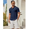 image:imageCOOFANDY Mens Knit Button Down Shirts Short Sleeve Polo Shirt Casual Vacation Summer Beach ShirtsClassic Navywhite