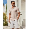image:imageCOOFANDY Mens Knit Button Down Shirts Short Sleeve Polo Shirt Casual Vacation Summer Beach ShirtsCream