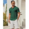image:imageCOOFANDY Mens Knit Button Down Shirts Short Sleeve Polo Shirt Casual Vacation Summer Beach ShirtsGreen