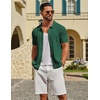 image:imageCOOFANDY Mens Knit Button Down Shirts Short Sleeve Polo Shirt Casual Vacation Summer Beach ShirtsGreen