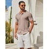image:imageCOOFANDY Mens Knit Button Down Shirts Short Sleeve Polo Shirt Casual Vacation Summer Beach ShirtsKhaki