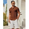 image:imageCOOFANDY Mens Knit Button Down Shirts Short Sleeve Polo Shirt Casual Vacation Summer Beach ShirtsLight Brown