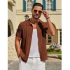 image:imageCOOFANDY Mens Knit Button Down Shirts Short Sleeve Polo Shirt Casual Vacation Summer Beach ShirtsLight Brown
