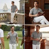 image:imageCOOFANDY Mens Knit Button Down Shirts Short Sleeve Polo Shirt Casual Vacation Summer Beach ShirtsLight Grey