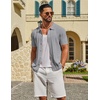 image:imageCOOFANDY Mens Knit Button Down Shirts Short Sleeve Polo Shirt Casual Vacation Summer Beach ShirtsLight Grey