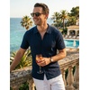image:imageCOOFANDY Mens Knit Button Down Shirts Short Sleeve Polo Shirt Casual Vacation Summer Beach ShirtsNavy Blue