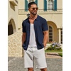 image:imageCOOFANDY Mens Knit Button Down Shirts Short Sleeve Polo Shirt Casual Vacation Summer Beach ShirtsNavy Blue