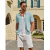 image:imageCOOFANDY Mens Knit Button Down Shirts Short Sleeve Polo Shirt Casual Vacation Summer Beach ShirtsSage Green