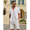 image:imageCOOFANDY Mens Knit Button Down Shirts Short Sleeve Polo Shirt Casual Vacation Summer Beach ShirtsWhite