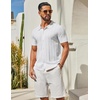 image:imageCOOFANDY Mens Knit Button Down Shirts Short Sleeve Polo Shirt Casual Vacation Summer Beach ShirtsWhite