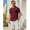 image:imageCOOFANDY Mens Knit Button Down Shirts Short Sleeve Polo Shirt Casual Vacation Summer Beach ShirtsWine Red