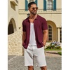 image:imageCOOFANDY Mens Knit Button Down Shirts Short Sleeve Polo Shirt Casual Vacation Summer Beach ShirtsWine Red